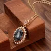 Pendant Necklaces Wbmqda 585 Rose Gold Drop Long Necklace For Women Fashion Jewelry Cute Stone Wedding Party Anniversary GiftPendant