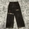 Men's Jeans Streetwear Y2k Jeans Men Women Hip Hop Graphics Print Baggy Jeans Pocket Vintage Denim Black Pants 2023 New Gothic Wide Trousers T231123