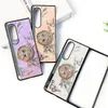 Tybomb Flower Butterfly Folding Stand Samsung Galaxy Z Fold 5 4 3 Zfold5 Fold5 Fold4 고급 PC TPU 블링 다이아몬드 Rhinestone 핑거 링 홀더 커버 피부