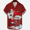 Мужские повседневные рубашки Рождественская одежда Мужская рубашка Топы с короткими рукавами 3d Рубашка с рисунком Санта-Клауса Мужская и женская одежда больших размеров 231122