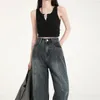 Damen Jeans American Vintage Tiedyed Washed Bläulich Grau Frühling Herbst Lässige Mode Gerade Neutral Denim Hose Weiblich 230422