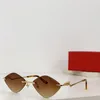 Nuovi occhiali da sole dal design alla moda 0122O lenti a forma di rombo senza montatura aste in metallo animale stile semplice e popolare occhiali da sole con protezione UV400 per esterni
