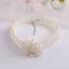 Pendant Necklaces Woven Pearl Choker Imitation Multi-layer Chain Necklace Retro Flower Pendants Neckband Colar Feminino