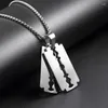 Pendant Necklaces Razor Blade Necklace 1Pcs Or 2Pcs Stainless Steel Shaver Of Barber's Gifts For Men Jewelry