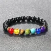 Strand Reiki Cura Pulseira de Contas de Contas para homens 7 Chakra Balance Meditação Energia Yoga Rosário Tigre Eye Stone Hematite Jóias Presente