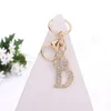 Luxe Rhinestone Crown 26 Letters Car Keychain Accessories Creative A-Z Initialen Gold Keyring Women Bag ornamenten