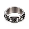 Cluster Rings Retro Six-character Mantra Men's Stainless Steel Ring Personality Turning