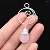 Pendant Necklaces Natural Stone Gem Drop Pink Aventurine Handmade Crafts DIY Necklace Bracelet Earrings Accessories For Woman 25x50mm