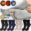 Meias masculinas 5 pares toe homens algodão cinco dedos respirável curto tornozelo tripulação esportes atlético correndo cor sólida masculino sox