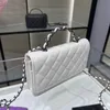 Topp 23K 10A Mirror Quality Luxury Flap Bag Designers Chain Bag Shiny skrynklad kalvskinn Cross Body Bag med Box C168