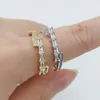 Anillos de racimo Moda Fiesta de bodas Mano Dedo Anillo ajustable Joyería Rectángulo brillante CZ Apertura de cristal para mujeres Regalos de aniversario