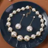 Necklace Earrings Set Fashion Exaggerated Big Pearl Beads Long Chain Pendant Dangle Jewelry Women Wedding Party Sexy Accessories