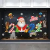 Wandstickers Kerstdecoraties 2023 Santa Claus voor glazen deurraam PVC-posterstickers zelfklevende wallpapers