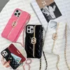 iPhone Case Designer Telefonfodral för iPhone 15 Pro Max Cases Apple iPhone 14 Pro Max 13 12 Pro 11 Case Card Holders Women Brand Crossbody Leather Handbag Mobile Cover