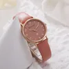 Relógios de pulso relógio feminino redondo disco elegante assista design criativo Design de quartzo cinta de couro Presentes RELOJES PARA MUJER