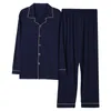 Vêtements de nuit pour hommes hiver bleu Modal Pyjamas pour hommes manches longues maison vêtements Pyjama Homme boutonné vêtements de nuit PJs Pijamas