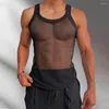 Männer Tank Tops Nachtclub Sexy Transparent Enge Mesh Schlanke Träger Ärmellose Weste Sommer Männer Durchsichtig Camisoles Mode Streetwear