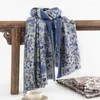 Scarves Autumn Winter 2023 Small Floral Scarf Elegant Ladies Wind Warm Printed Cashmere Cold Comfortable Warp Knitted