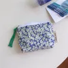 Sacs à cosmétiques Mini sac de maquillage petite fermeture éclair fleur organisateur intérieur pour femmes enfants tissu petit porte-monnaie portefeuilles