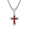 Chokers Colored Zircon Cross Pendant med personlig full isad halsband för män Trendiga hiphoptillbehör 231123