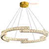 Lustres Moderne Anneau Lustre En Cristal Lampe Dimmable Rond Or Chrome De Luxe LED Luminaire Suspendu Salon Salle À Manger Lumières