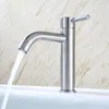 Robinets d'évier de salle de bains, robinet de lavabo à trou unique, robinet brossé en acier inoxydable, comptoir argenté pour cuisine El