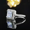 Fedi nuziali 2023 Luxury Princess Silver Color Designer Anello di fidanzamento per articoli da donna con R6415b