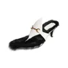 Nette schoenen Dames Konijnenhaar Mode Ronde kop Metaal Decoratief Clip-teen Open teen Kitten Heel Slippers Vrouwelijke instapper Binnenzool Slippers 231123