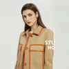 Jaqueta de couro feminina imitação de ovelha, jaqueta curta de motocicleta feminina slim chique moda simples cor combinando