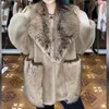 Women's Fur European Long Sleeve Coat Women Toka Double Face Wool Leather Warm Mid-Length Light Luxury Elegant Jacket 2023 Winter