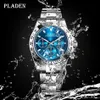 Wristwatches PLADEN New Watch For Men Luxury Stainless Steel Chronograph Sport Wristwatch Business Luminous Dive male Clock Dropshipping 2023Q231123