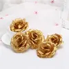 Other Fashion Accessories 10PCS 8cm Burgundy Artificial Rose Flower Head for Wedding Decoration Valentine's Day Gift DIY Rose Bear Wine Red Fake Flowers J230422