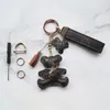 Old Flower Car Key Pendant Collection Brown PU Animal Shape Star Keychain Bag Pendant