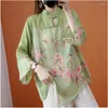 Etniska kläder 2023 Cheongsam Blus Traditionell Oriental Chinese for Women Tops Hanfu Qipao Top 30999