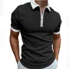 Herr geometriska polos ny designer sommar kort ärm t-shirt 3d tryckt mäns dragkedja lapel hals casual lös tees affär m l xl 2xl 3xl topp