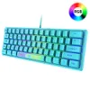 K61 Teclado mecánico RGB Backlight 15m Cabra con cable 62 Tecillos teclados de juegos Arquitectura del cráter para la computadora portátil de PC 231221