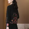 Roupas étnicas 2023 Bordado de flor nacional Bordado curto Mulheres chinesas Cardigã Cardigã Tang Tang Suit Hanfu Jaqueta