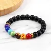 Strand Reiki Cura Pulseira de Contas de Contas para homens 7 Chakra Balance Meditação Energia Yoga Rosário Tigre Eye Stone Hematite Jóias Presente