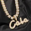 Ожерелья с подвеской THE BLING KING на заказ, кисть с надписью, буква, двухцветное микро-асфальтированное CZ, персонализированное ожерелье с именной табличкой, ювелирные изделия в стиле хип-хоп 231123