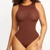 Damen Shapers, körperbetontes T-Shirt, Bodysuit, Oberteile für Frauen, weicher Rundhalsausschnitt, Body Shaper, Tanga, Overall, flaches Bauchkorsett, sexy Shapewear