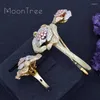 Collier boucles d'oreilles ensemble MoonTree luxe Floral soleil fleur pleine zircone pavé Bracelet Bracelet anneau robe pour les femmes