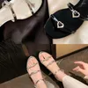 Sandals Round Head Double Word With Love Drill Buckle Flat Sandal Slippers Female Summer