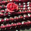 Perle rotonde sfaccettate di granato rosso naturale con pietre preziose sciolte Collana con bracciale in pietra semipreziosa all'ingrosso per la creazione di gioielli