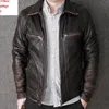 Couro masculino falso clássico casaco de couro natural jaqueta genuína estilo vintage roupas reais pele de bezerro 231123