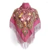 Lenços Mulheres Boho Cabeça Wraps Borla Xale Floral Impresso Lenço Lenço Quadrado Vintage Inverno Retro Capa Quente