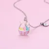 Chains Luoluo&baby 2Pcs/set Cartoon Colorful Flower Basket Pendant Chain Friend Necklace BFF Friendship Jewelry Gifts For Kids