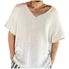 Men's T Shirts 2023 Brand Men's Knit T-shirt Solid White V-neck Knitting For Male Half-sleeved Ssummer Tops Casual Loose Pullover Tees