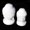 Figurines décoratives 1 pièces tête de bouddha en pierre de Jade blanc naturel pour la guérison