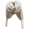 Scarves Fashion Winter Warm Solid Color Knitted Wrap Scarf Crochet Thick Shawl Cape With Sleeve For Women And Men Leeves