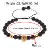 Strand bedelarmband mannen roestvrij staal luipaard kralen handgemaakte zwarte stenen armbandenbangles pulseira masculina